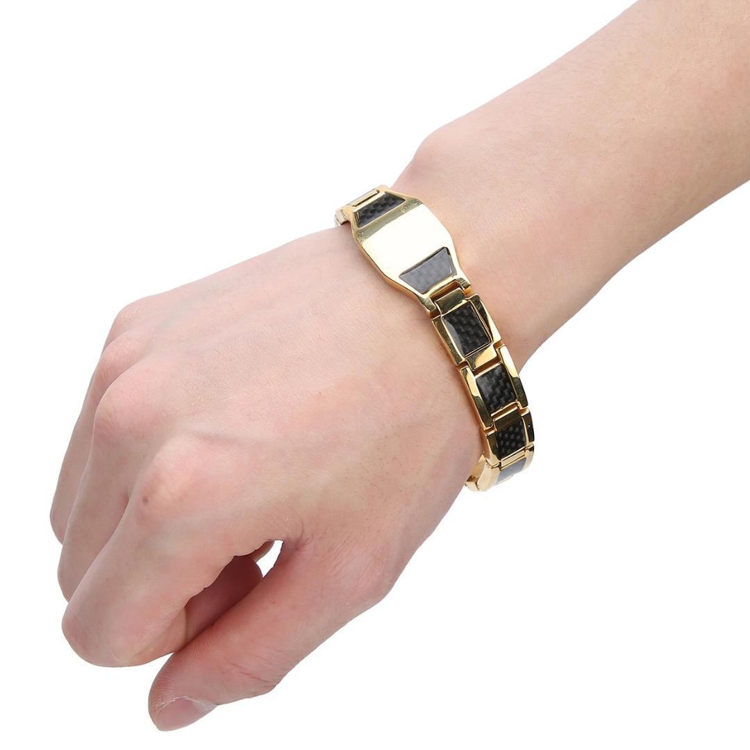 TitanEdge Carbon Armour Cross Bracelet - Gold & Black-Personalised Bracelet-Auswara