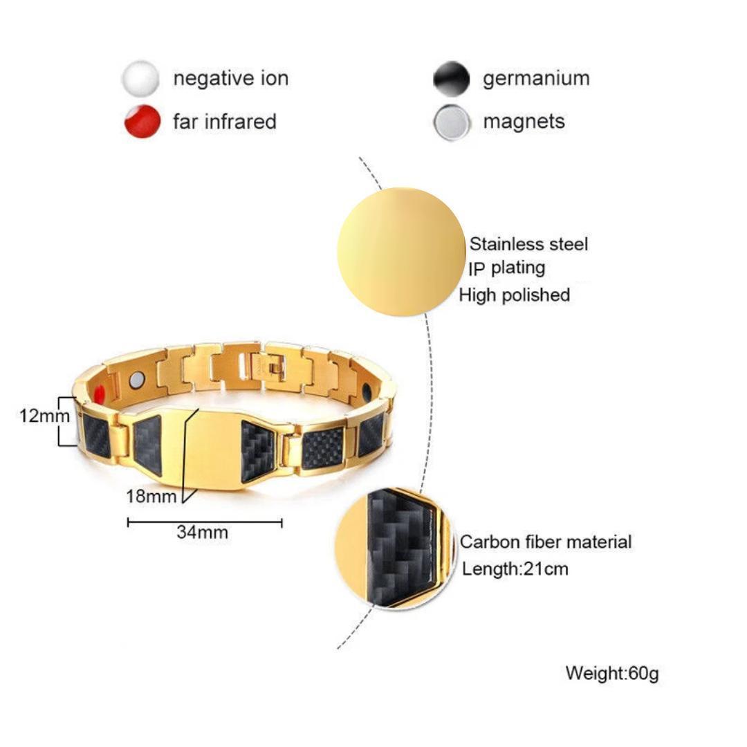 TitanEdge Carbon Armour Cross Bracelet - Gold & Black-Personalised Bracelet-Auswara