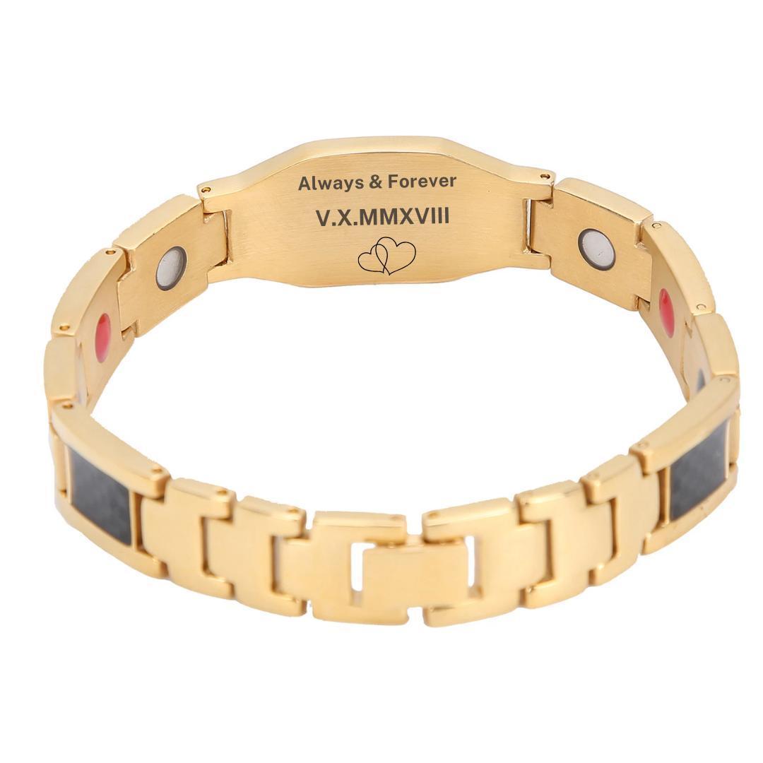 TitanEdge Carbon Armour Cross Bracelet - Gold & Black-Personalised Bracelet-Auswara