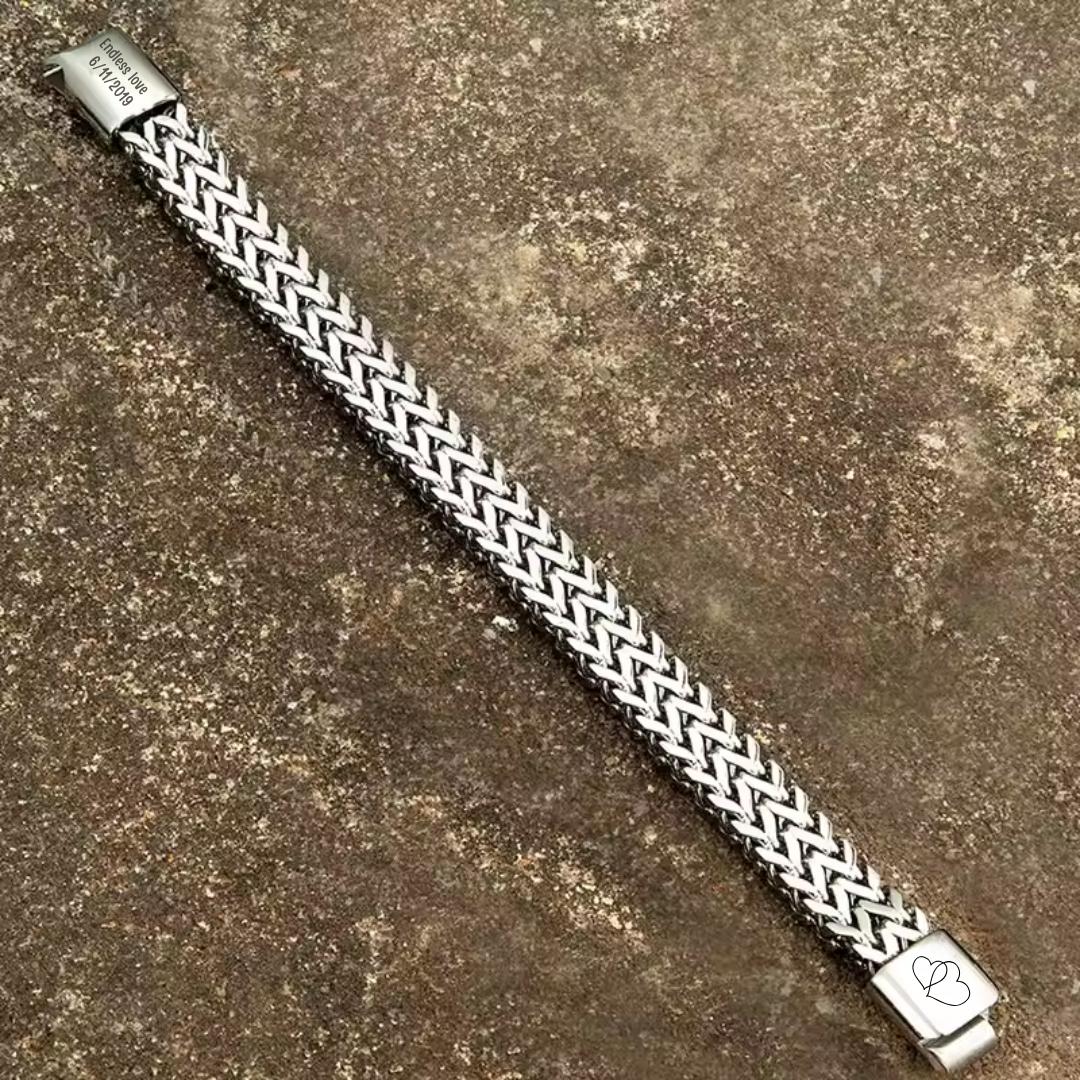 TitanWeave Custom Engraved Chain Bracelet-Personalised Bracelet-Auswara
