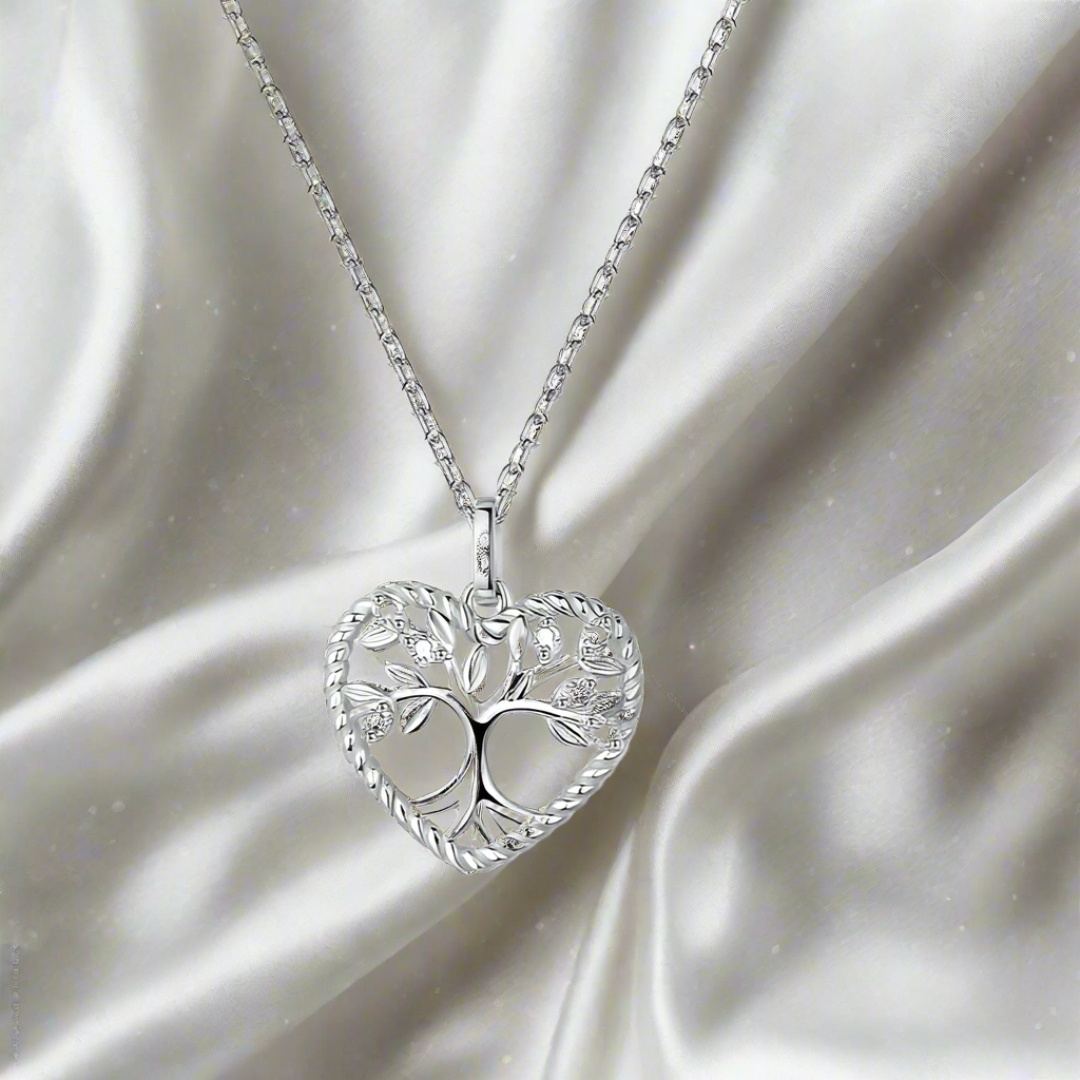 Tree of Life Heart Necklace In Sterling Silver