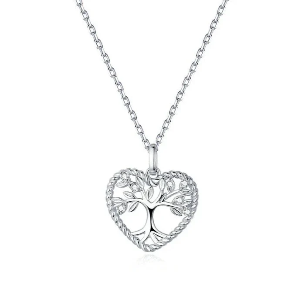 Tree of Life Heart Necklace In Sterling Silver