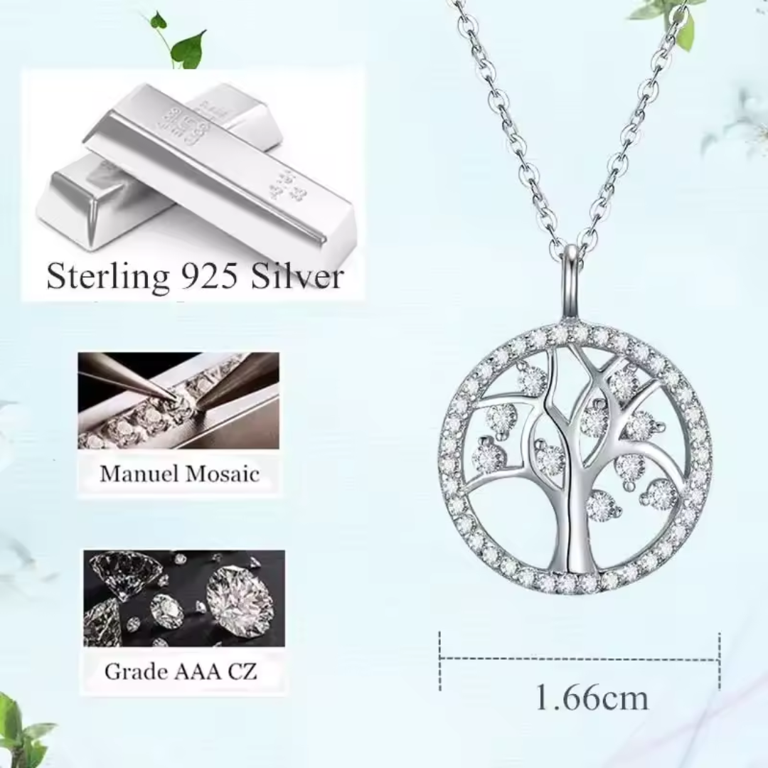 Tree of Life Necklace in Sterling Silver and Cubic Zirconia