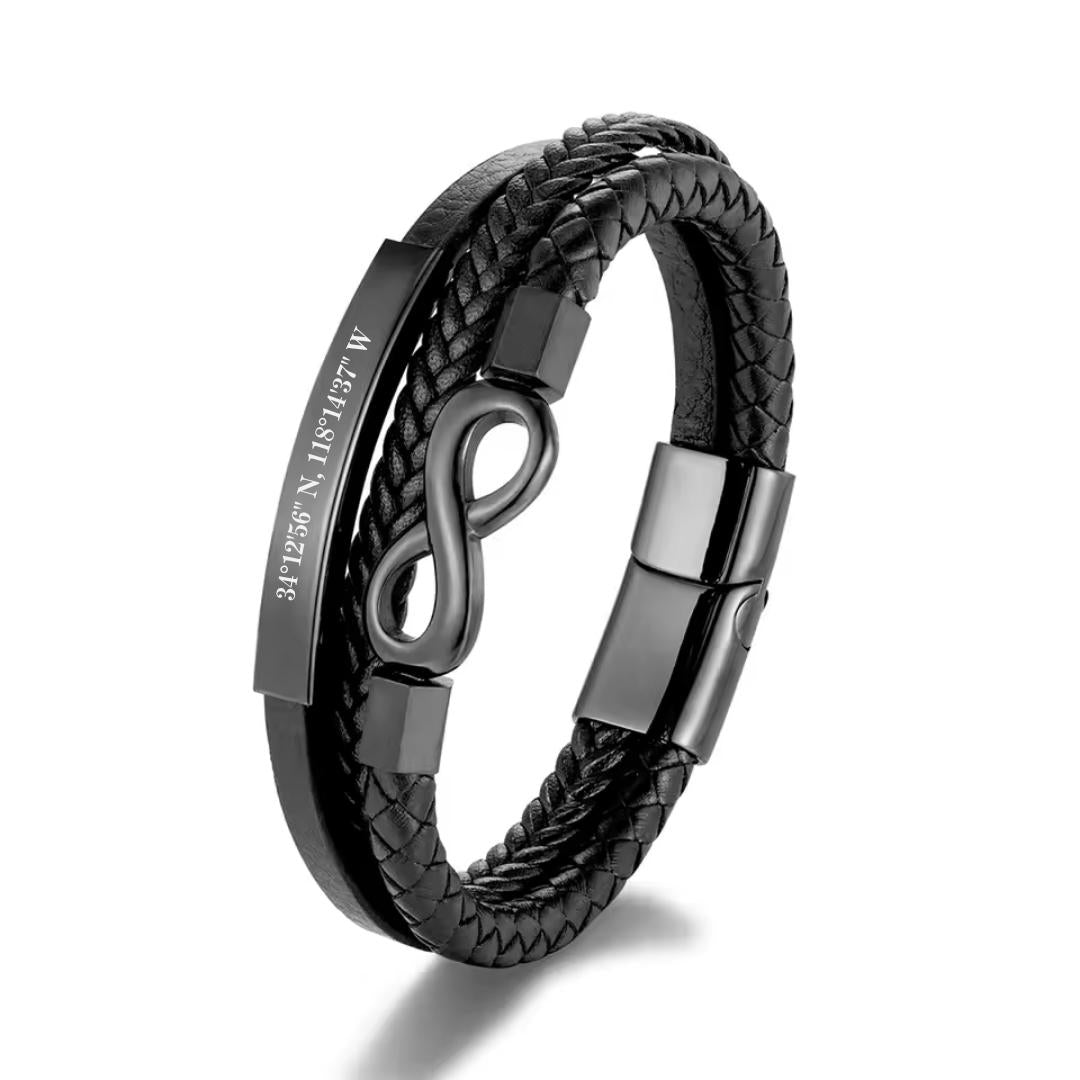 TriUnity Black Infinity Leather Bracelet-Personalised Bracelet-Auswara