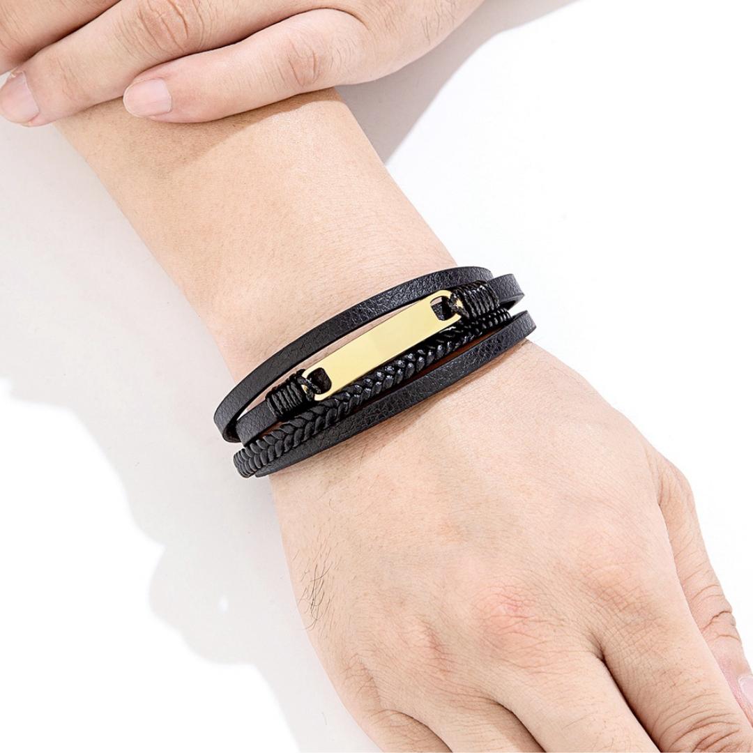 Trinity Band Personalised Leather Bracelet-Personalised Bracelet-Auswara