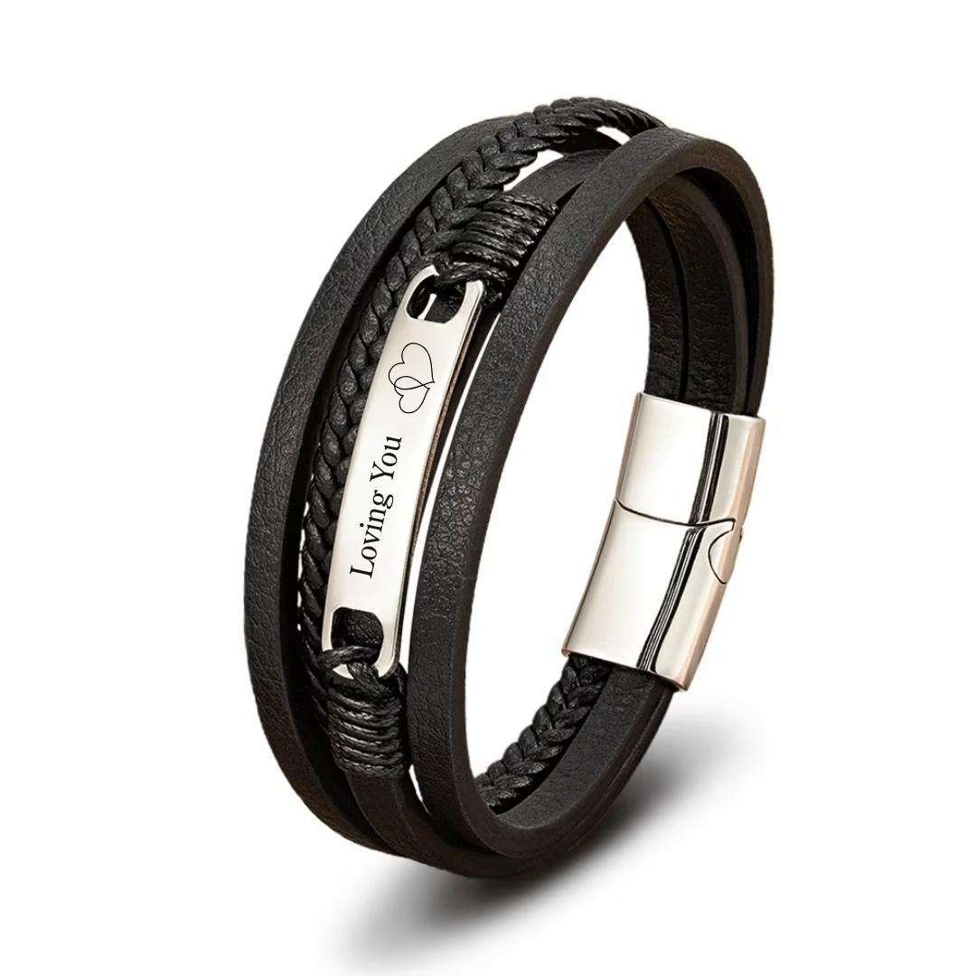 Trinity Band Personalised Leather Bracelet-Personalised Bracelet-Auswara