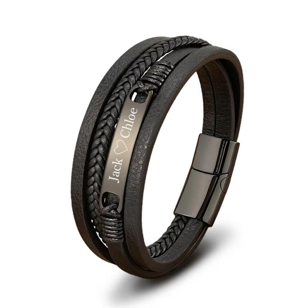 Trinity Band Personalised Leather Bracelet-Personalised Bracelet-Auswara