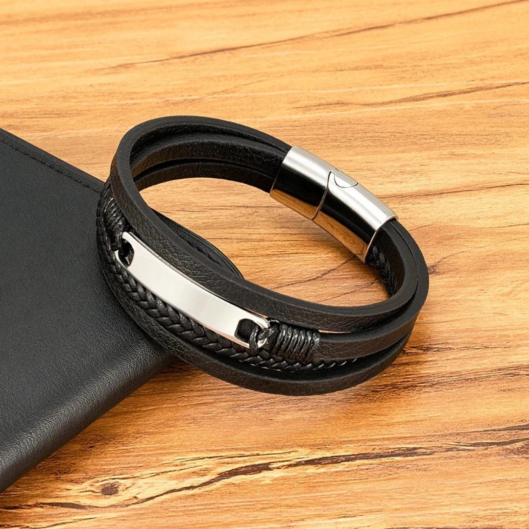 Trinity Band Personalised Leather Bracelet-Personalised Bracelet-Auswara