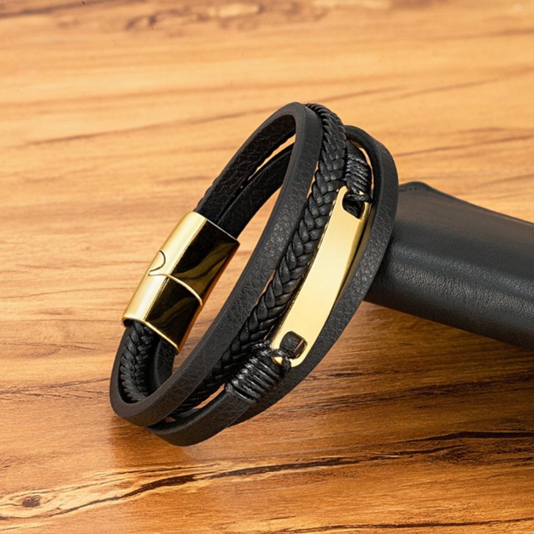 Trinity Band Personalised Leather Bracelet-Personalised Bracelet-Auswara