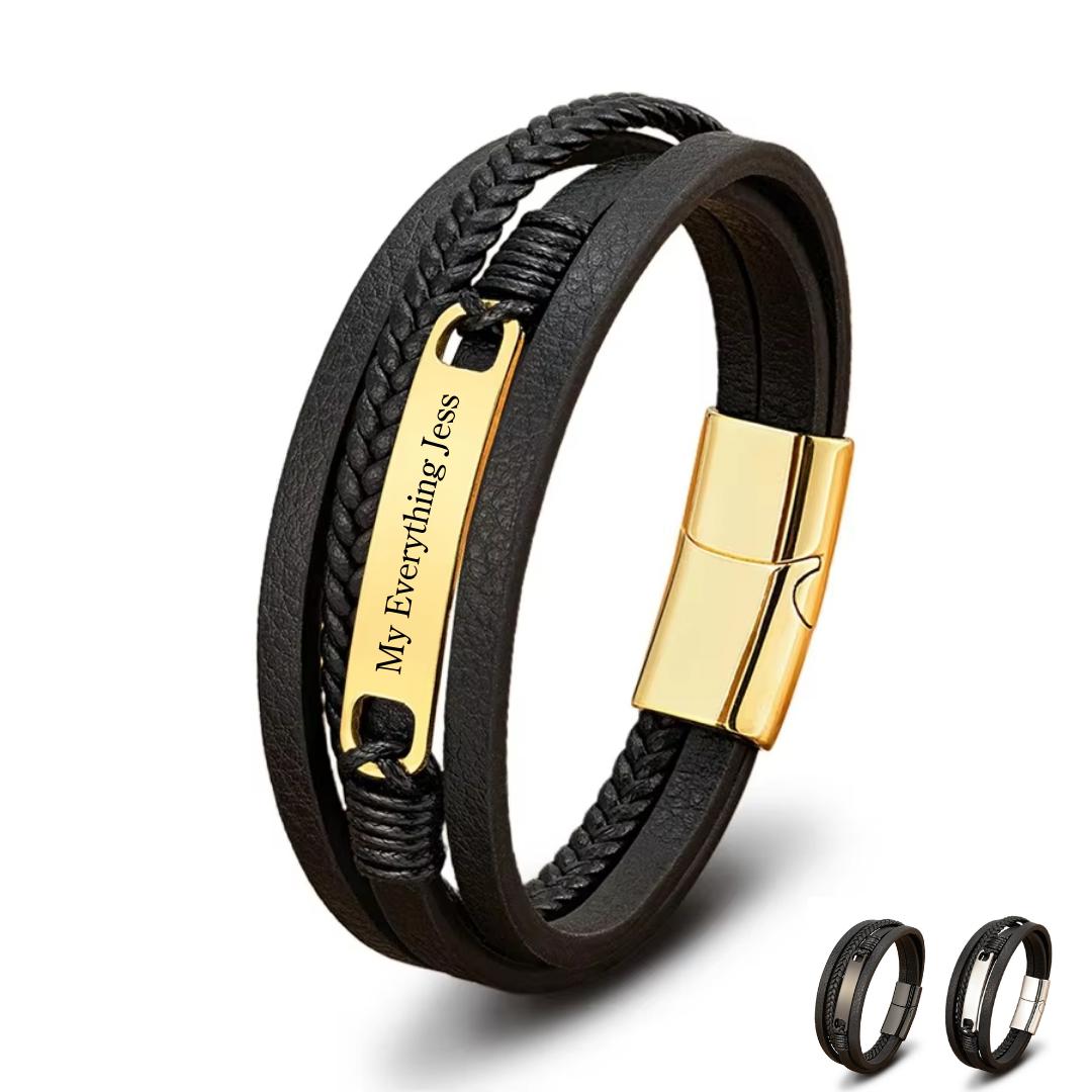 Trinity Band Personalised Leather Bracelet-Personalised Bracelet-Auswara