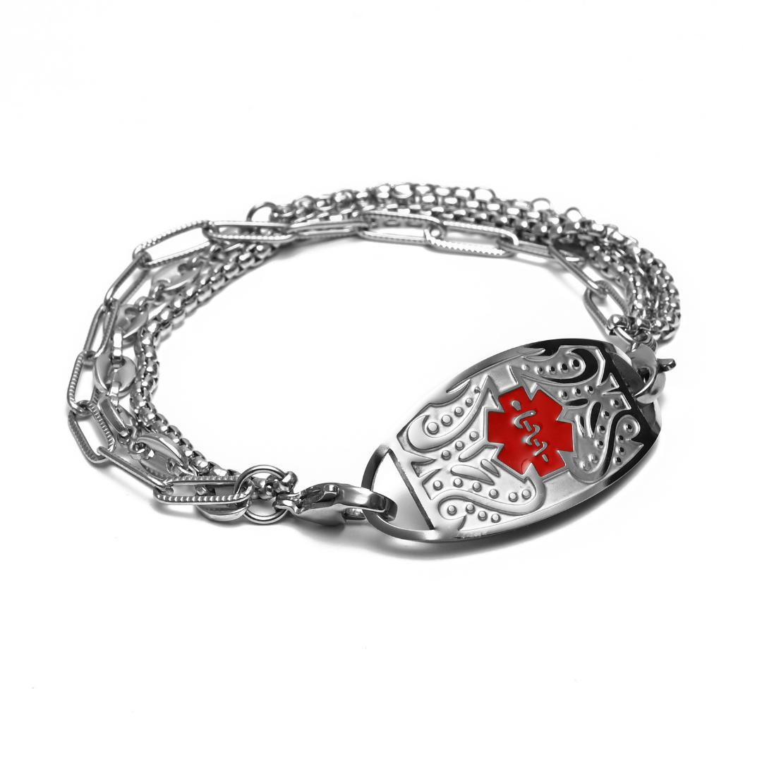 Triple Layer Medical Alert Chain Bracelet-Medical ID Bracelet-Auswara