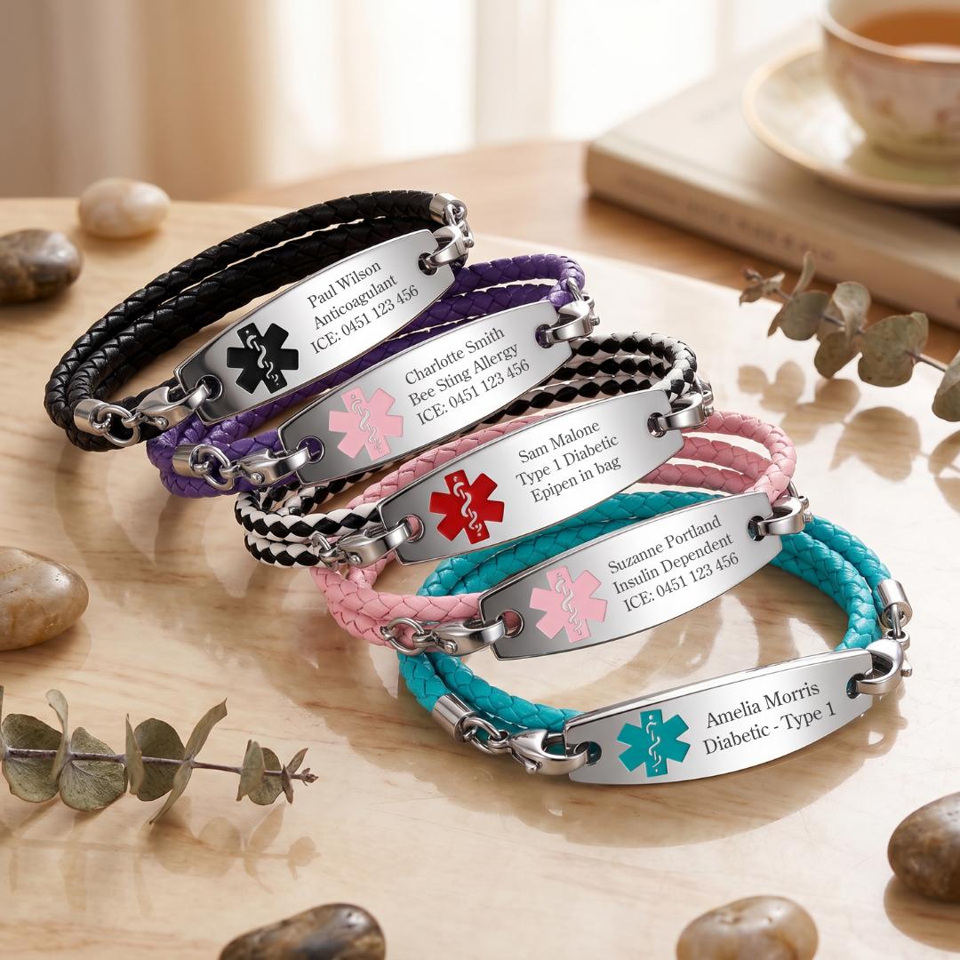 Triple Strand Medical Alert Bracelet-Medical ID Bracelet-Auswara