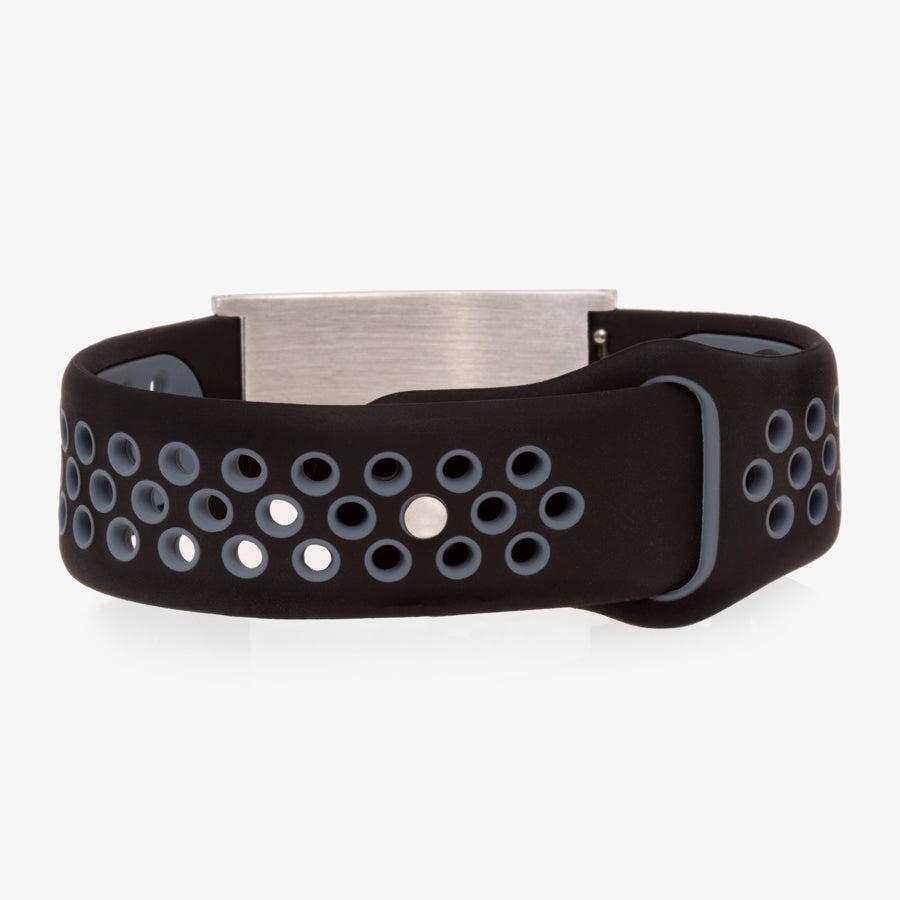 Ultra Silicone Medical ID Bracelet in Black & Grey-Medical ID Bracelet-Auswara