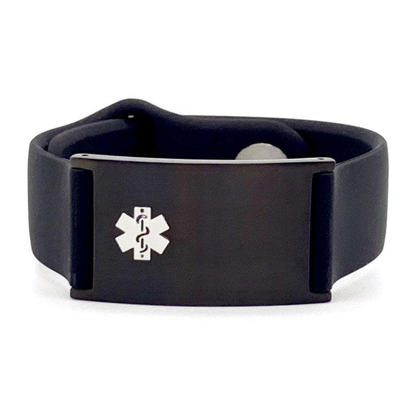 Ultra Silicone Medical ID Bracelet in Black-Medical ID Bracelet-Auswara