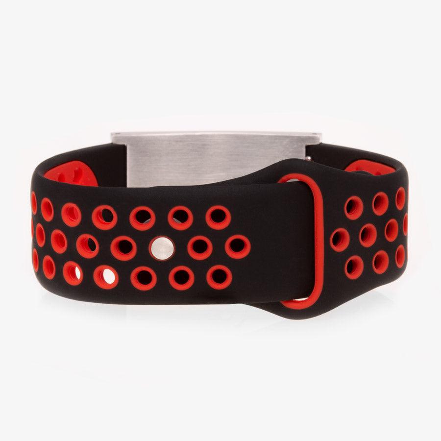 Ultra Silicone Medical ID Bracelet in Black & Red-Medical ID Bracelet-Auswara