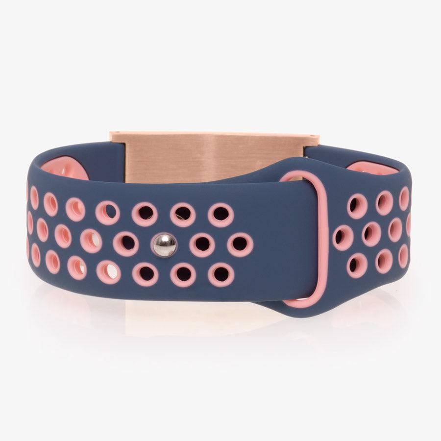 Ultra Silicone Medical ID Bracelet in Navy & Pink-Medical ID Bracelet-Auswara