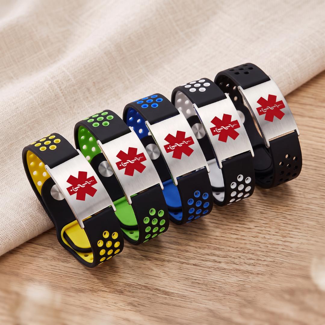 UltraFit Unisex Personalised Silicone Medical Alert Bracelet-Medical ID Bracelet-Auswara
