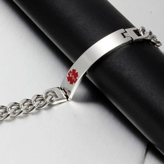 Stainless Steel Medical Alert ID Chain Bracelet-Medical ID Bracelet-Auswara