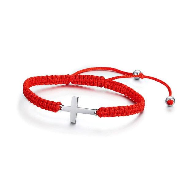 Unisex Cross Rope Christian Bracelet - Red-Cross Bracelet-Auswara