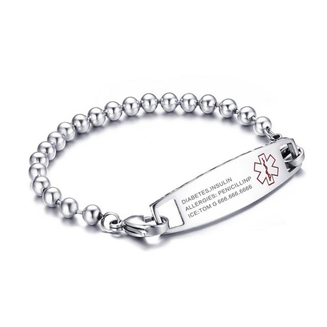 Unisex Medical Alert Chain Bracelet-Medical ID Bracelet-Auswara
