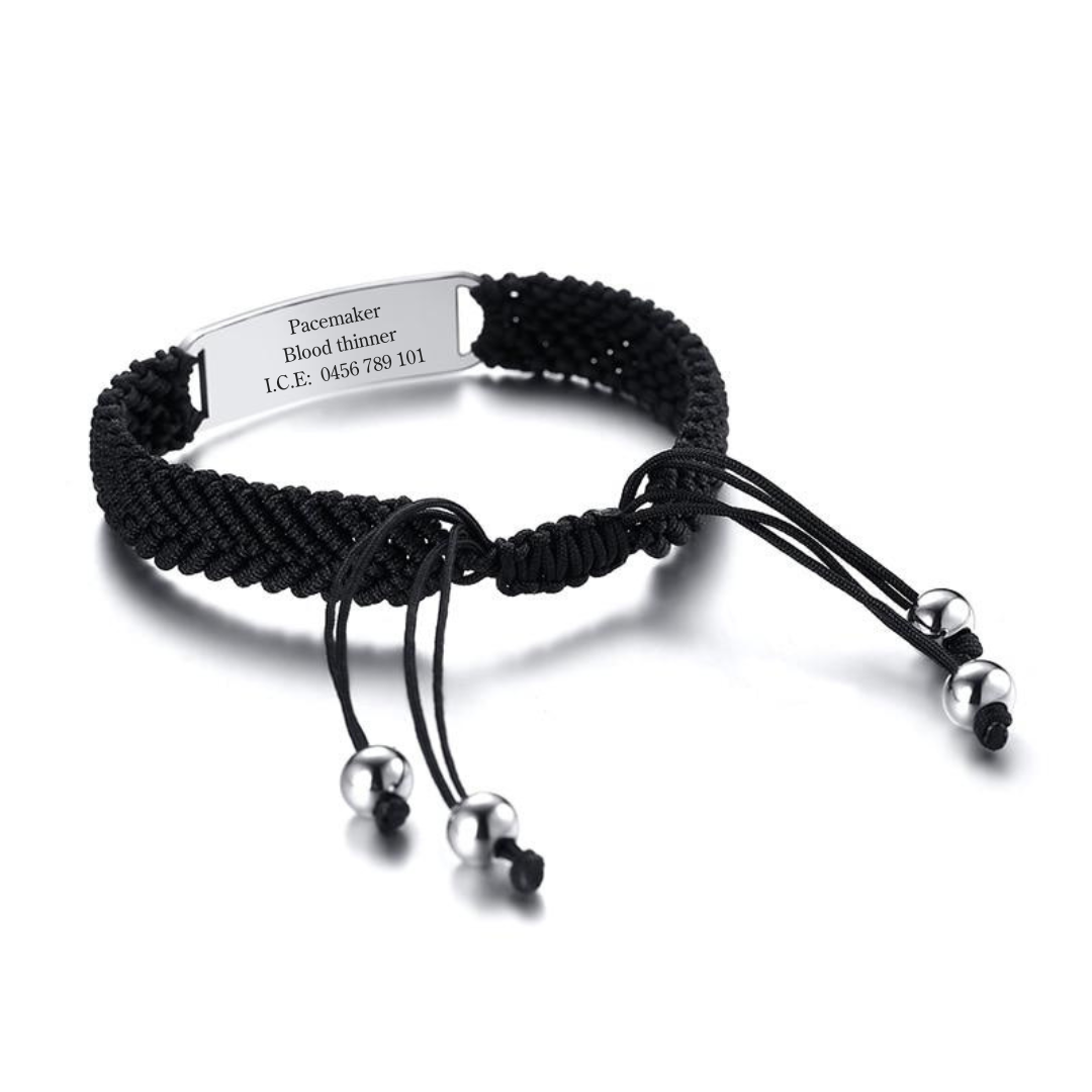 Unisex Medical ID Rope Braided Bracelet