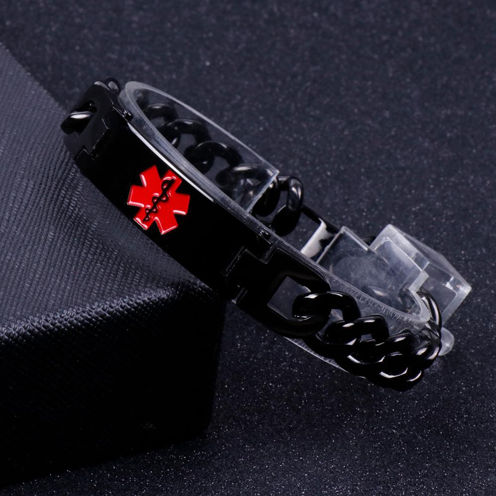 Unisex Stainless Steel Medical Alert Bracelet with Engraving-Medical ID Bracelet-Auswara