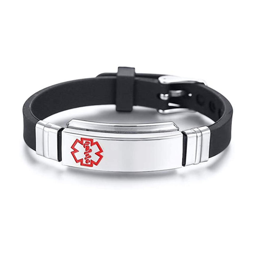 Black Silicone Custom Medical ID Band