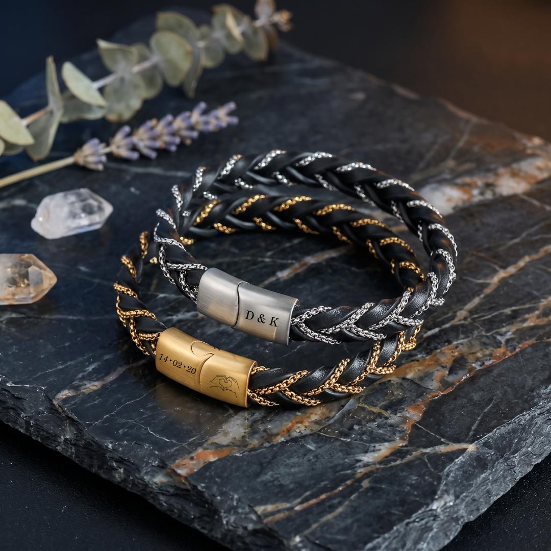 Valentina Personalised Women's Leather Bracelet-Personalised Bracelet-Auswara