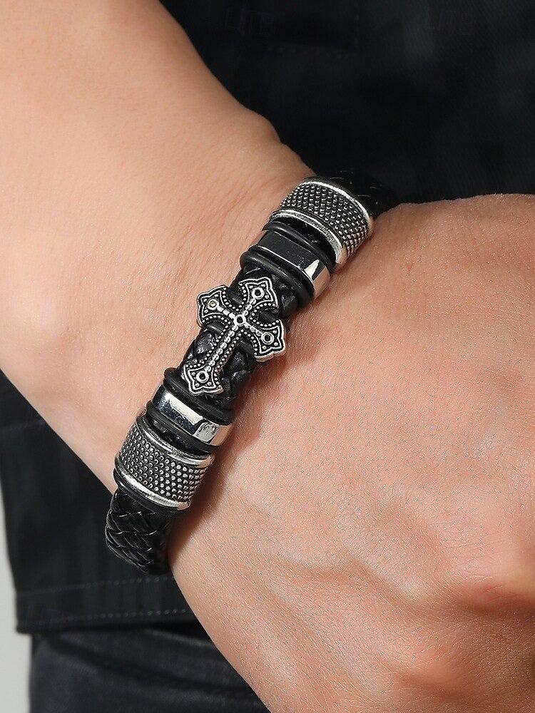 ValorCross Personalised Leather Faith Bracelet-Personalised Bracelet-Auswara