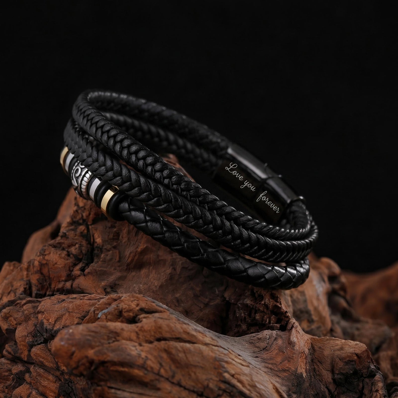Vanguard Personalised Leather Bracelet-Personalised Bracelet-Auswara