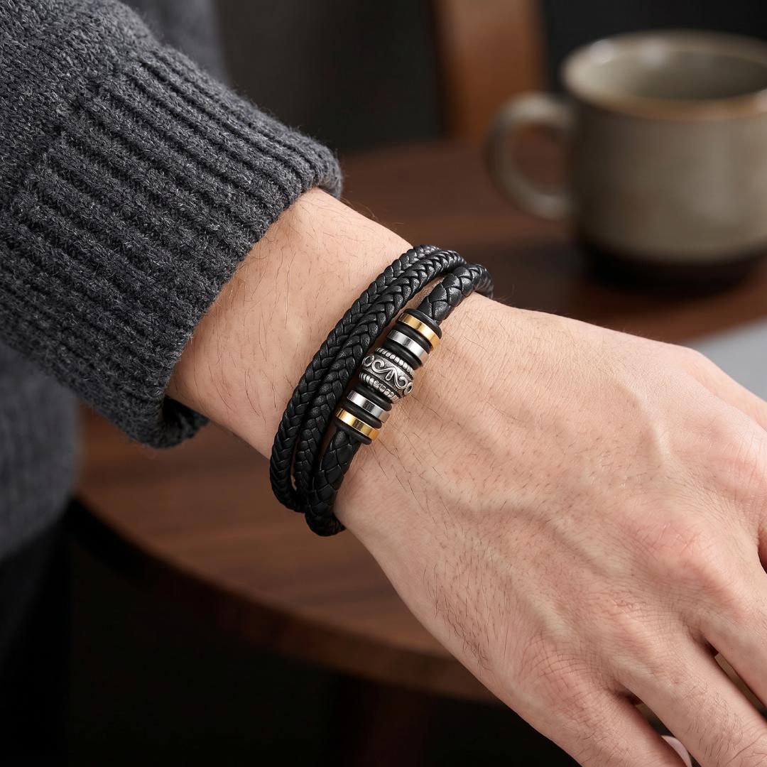 Vanguard Personalised Leather Bracelet-Personalised Bracelet-Auswara