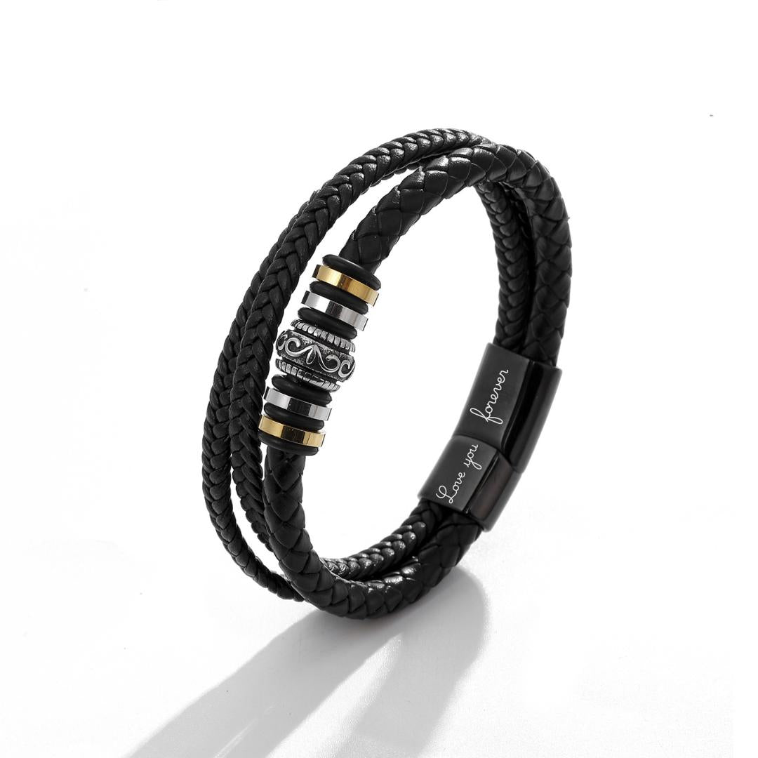 Vanguard Personalised Leather Bracelet-Personalised Bracelet-Auswara