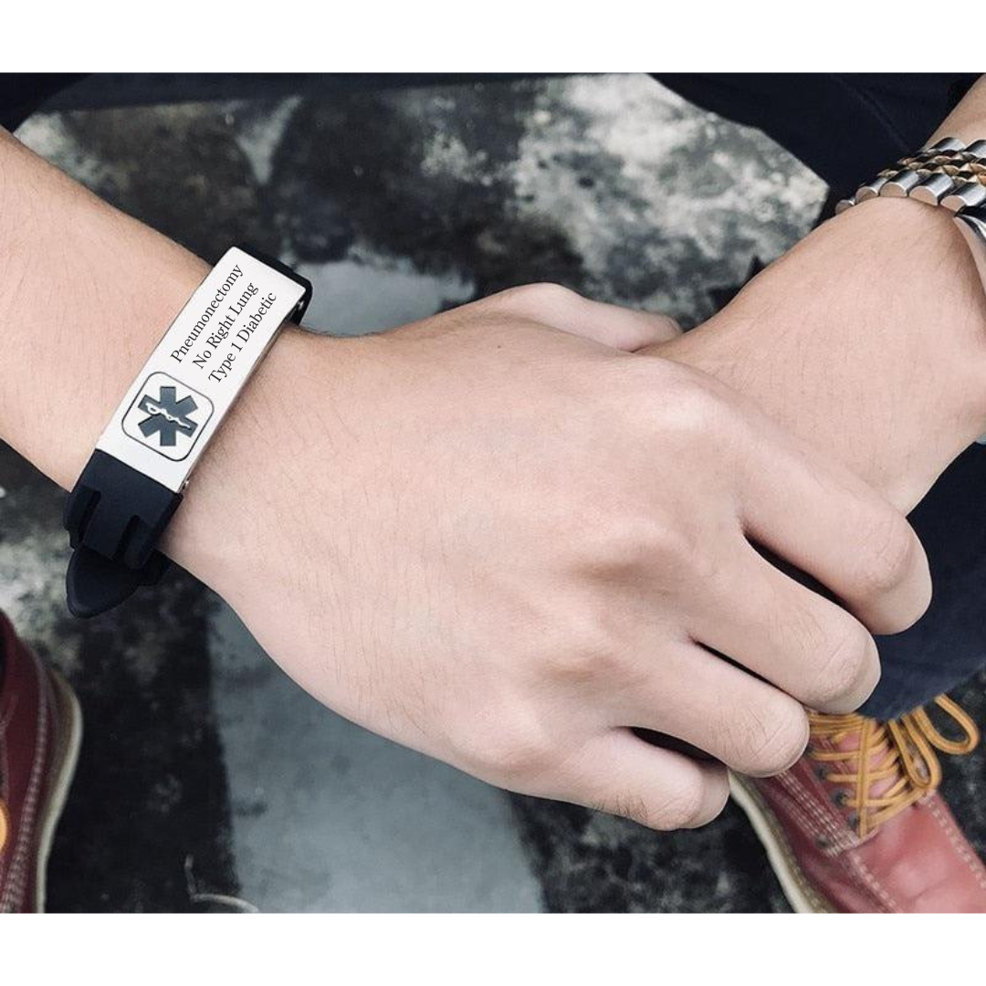 VitaSport Black Silicone Medical ID Band