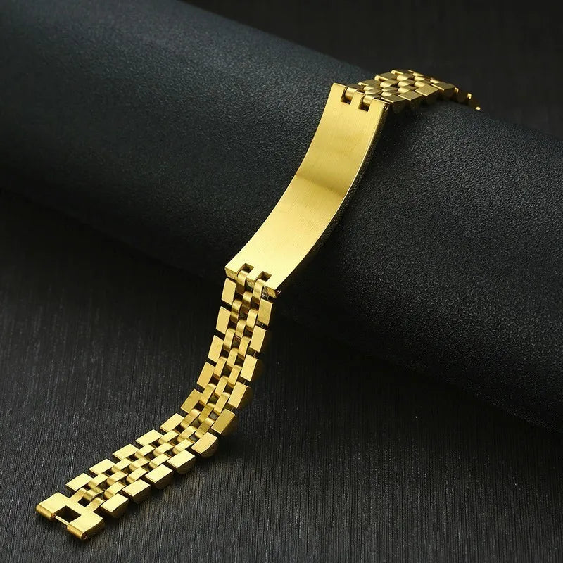 Personalised Gold Colour Link Bracelet (OLD TEMPLATE)-Personalised Bracelet-Auswara