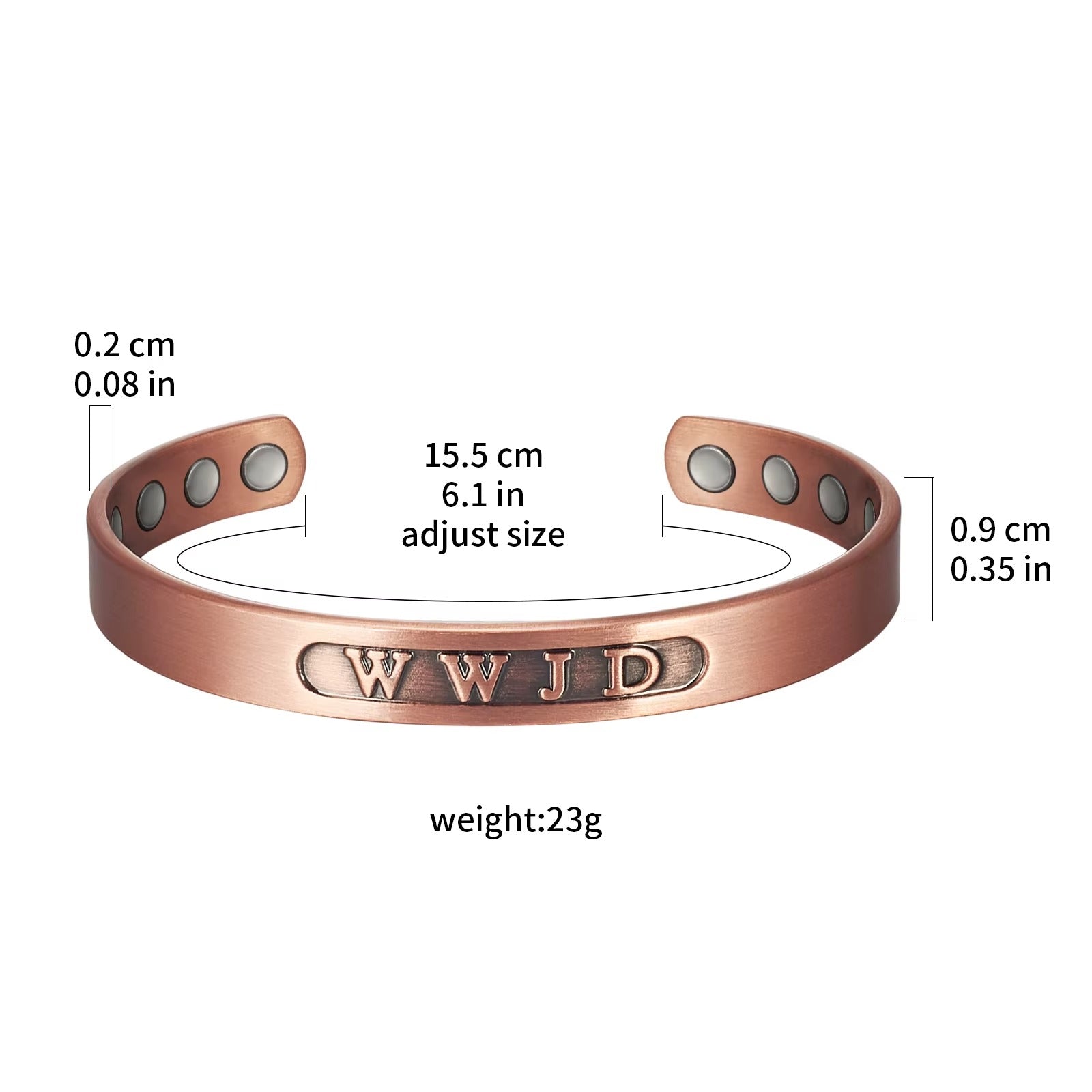 WWJD Copper Cuff – Light-Revealed Edition for Her-Cross Bracelet-Auswara