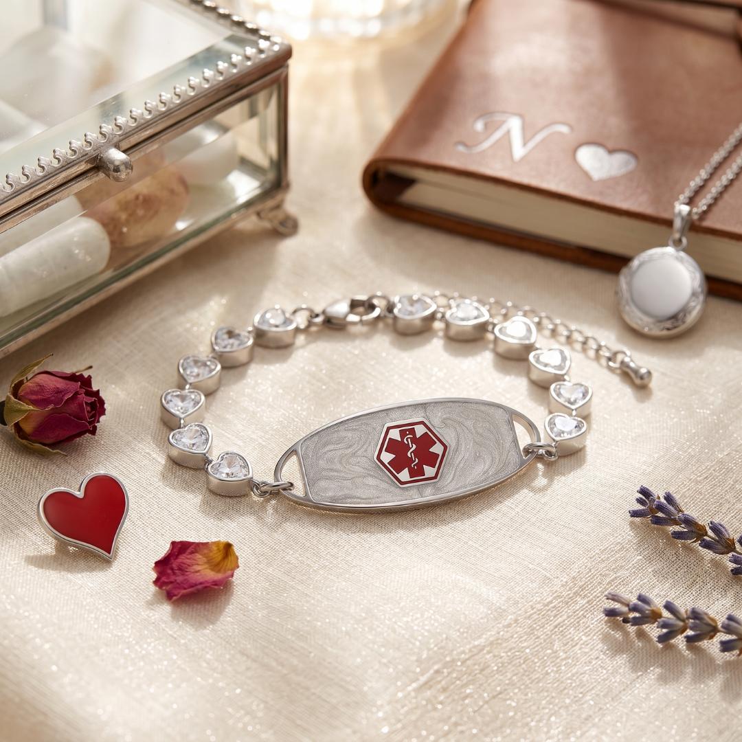 White Aura Personalised Alert Bracelet-Medical ID Bracelet-Auswara