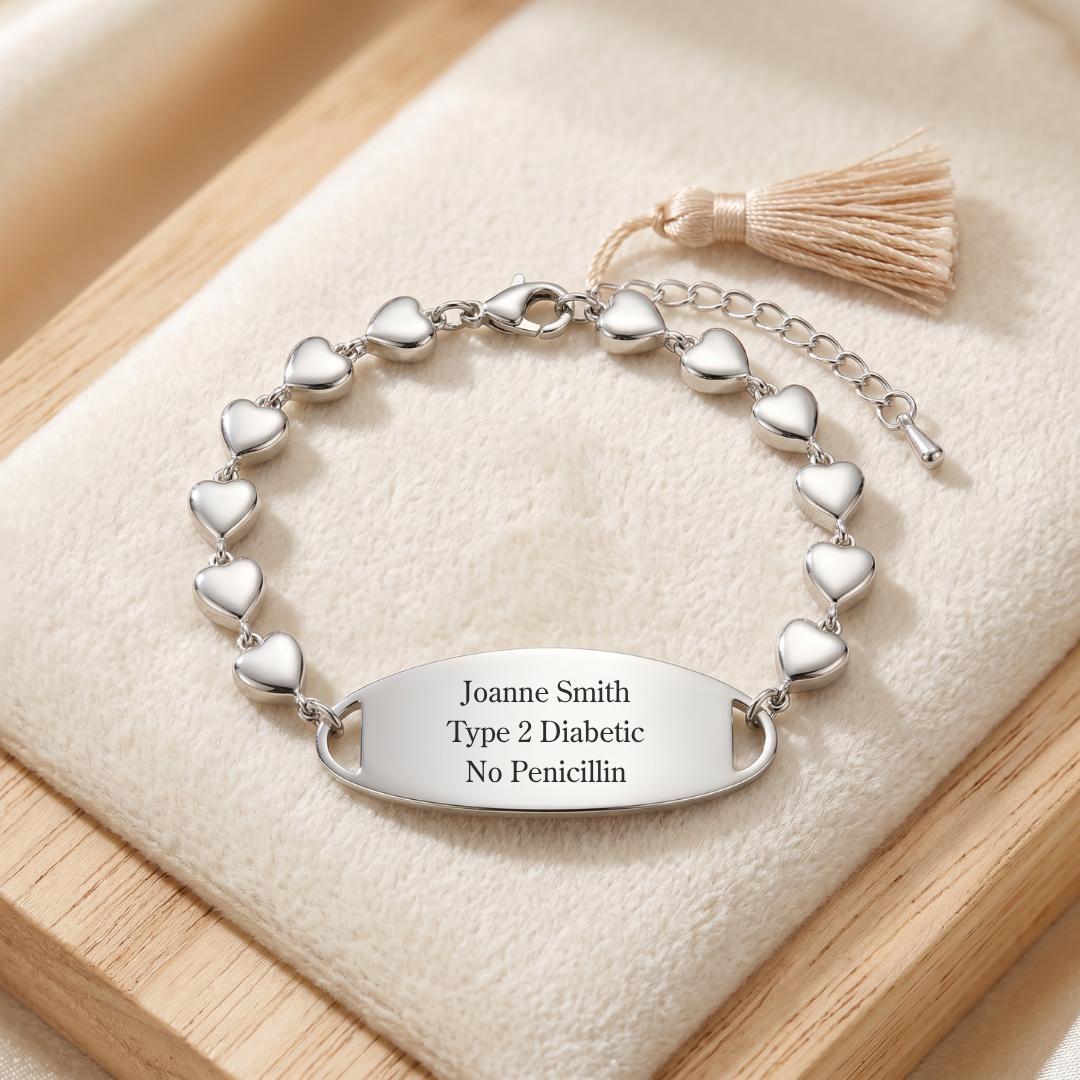 White Aura Personalised Alert Bracelet-Medical ID Bracelet-Auswara