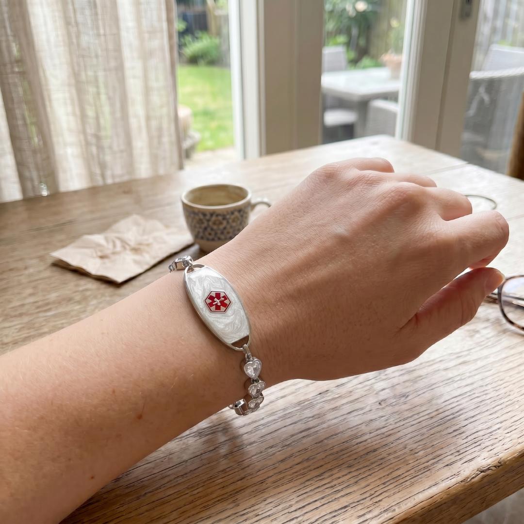 White Aura Personalised Alert Bracelet-Medical ID Bracelet-Auswara