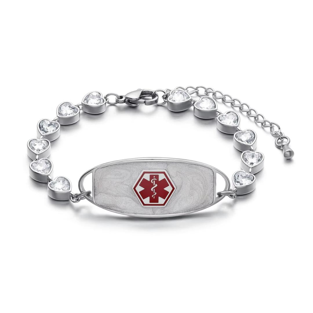White Aura Personalised Alert Bracelet-Medical ID Bracelet-Auswara