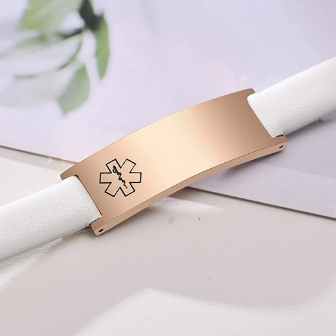 White LifeStripe Leather with Rose-Gold Plate