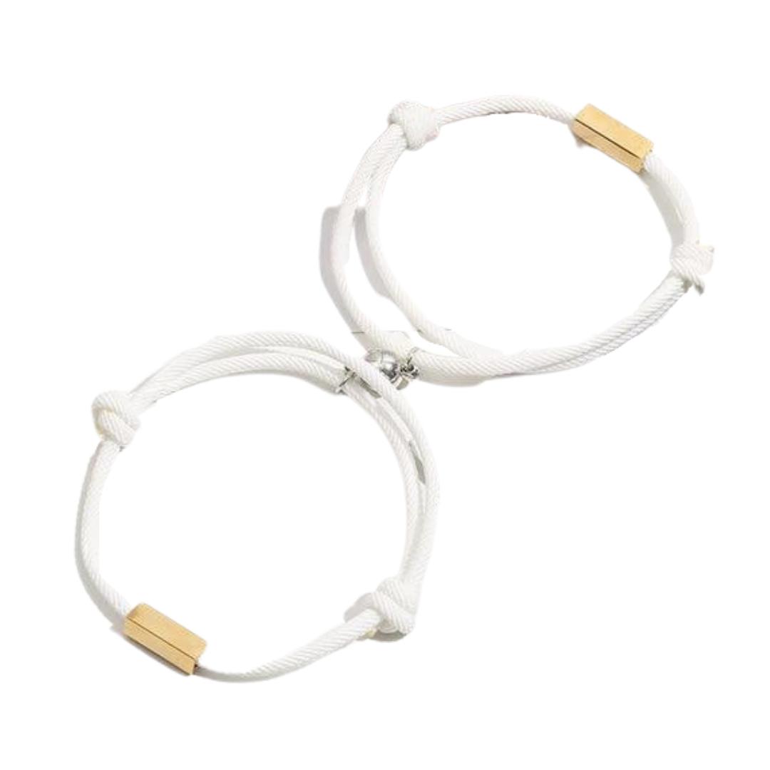 White Personalised Engraved Magnetic Couple Bracelet Set-Couple Bracelet-Auswara
