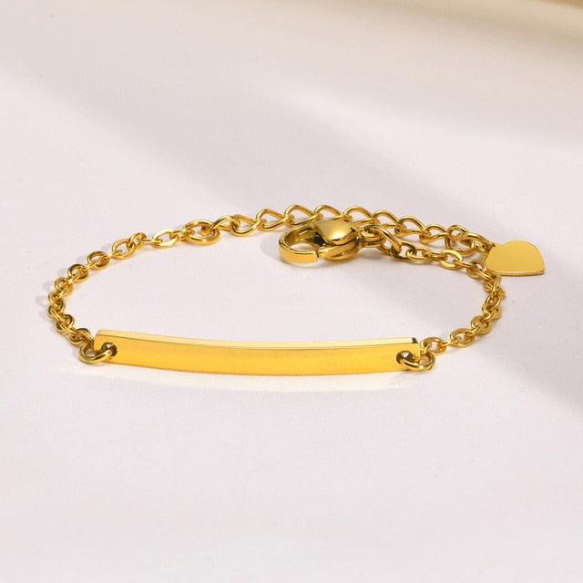Women Personalised Custom Name Bar Bracelet in Gold Colour-Women Bracelets-Auswara