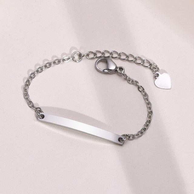 Women Personalised Stainless Steel Bracelet in Silver Colour-Women Bracelets-Auswara