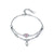 Women Platinum Plated Pink Heart Layered Bracelet-Women Bracelets-Auswara