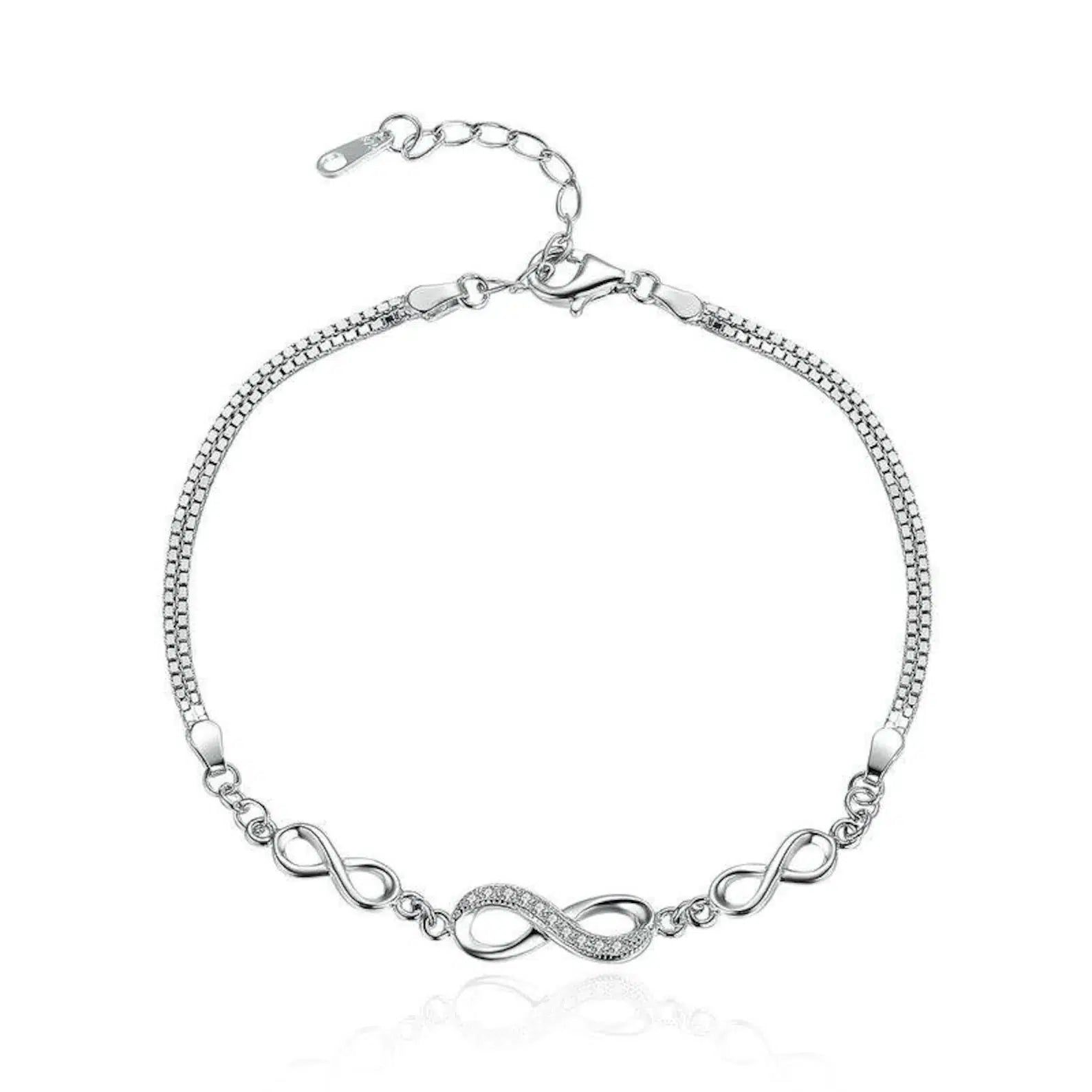 Women Sterling Silver Triple Infinity Bracelet-Women Bracelets-Auswara