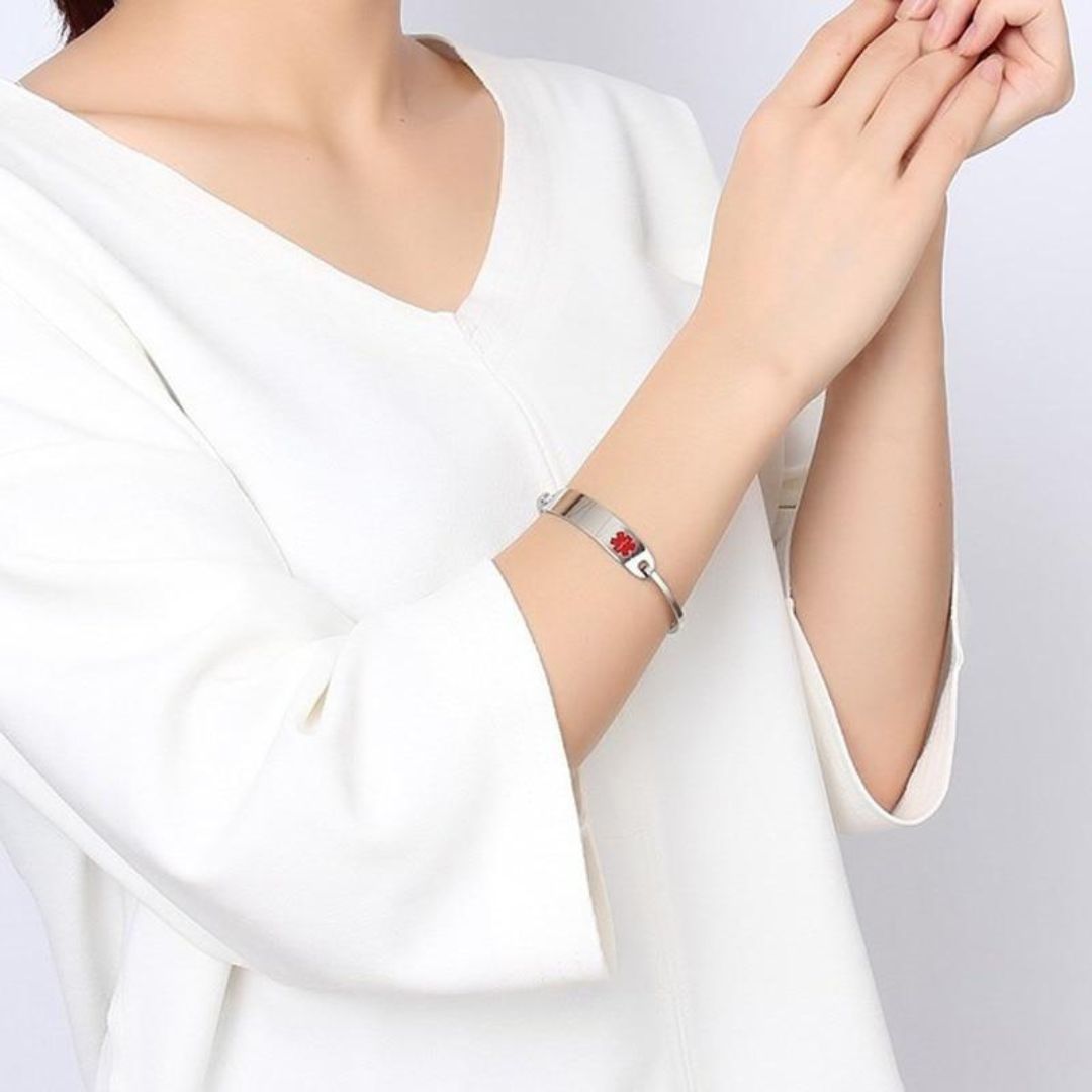 Personalised Black Bar Medical Alert ID Mesh Bracelet Auswara