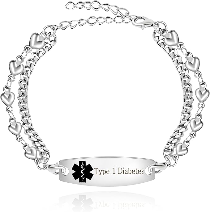 Women's Adjustable Heart Chain Medical ID Bracelet-Medical ID Bracelet-Auswara