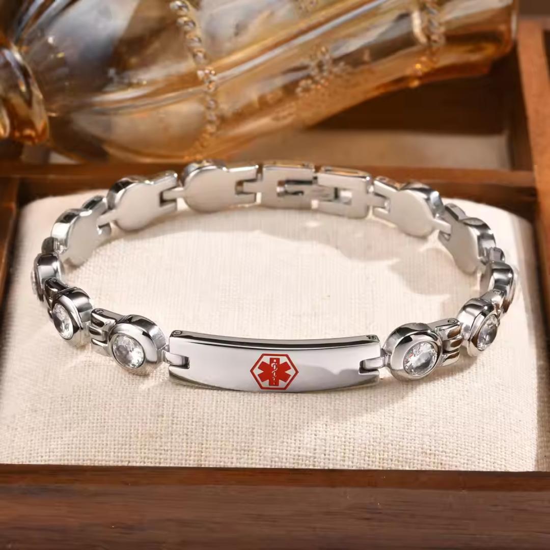 Women's CZ Medical ID Bracelet-Medical ID Bracelet-Auswara
