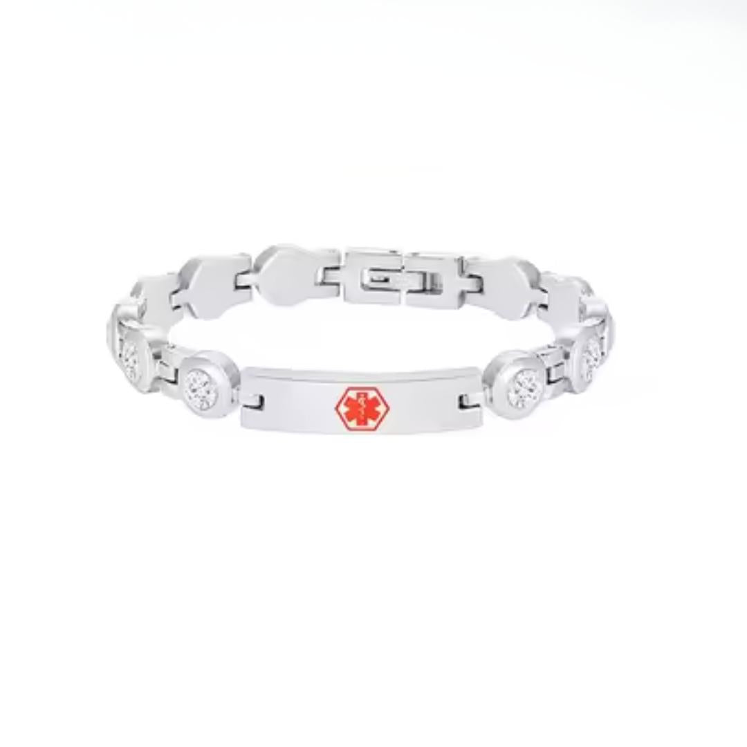 Women's CZ Medical ID Bracelet-Medical ID Bracelet-Auswara