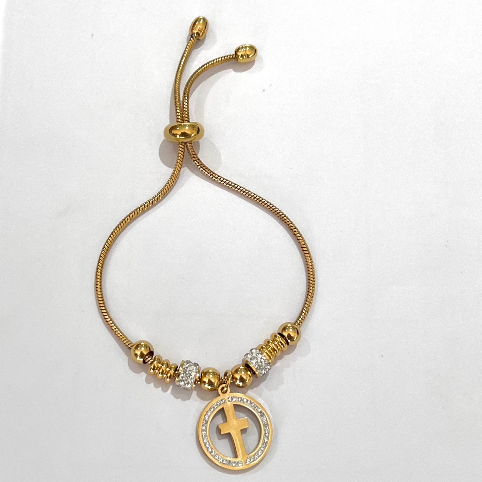 Women’s Cross Bracelet with Cubic Zirconia-Cross Bracelet-Auswara